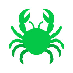 Vibrant green crab icon, nautical summer symbol
