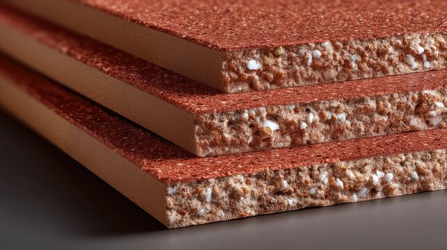 Close-Up of Layered Composite Materials Showing Texture and Structure for Architectural and Design Applications