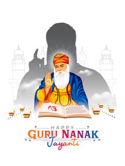 Fototapeta na wymiar Happy Guru Nanak Jayanti post design.