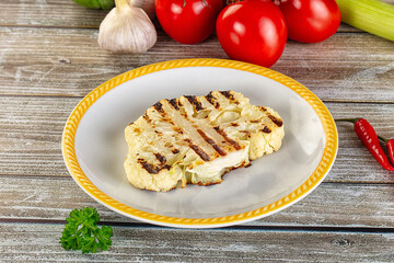 Vegan grilled cauliflower cabbage steak