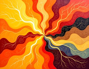 Neurons; encaustic painting, textured, abstract vector fractal. Created with Generative AI technology