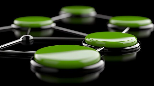 An abstract image showing the flow of digital assets in a green economy, with interconnected networks and data streams