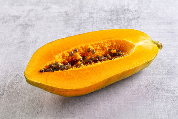 Ripe sweet papaya fruit slice