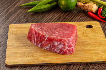 Raw fresh red tuna steak fillet