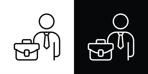 professional worker icon. thin line vector symbol representing businessman, career success, corporate workface, office management, and professional growth in modern. vector illustration