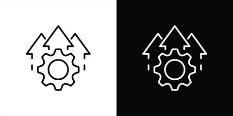 gear growth icon. thin line design representing progress, productivity boost, innovation, technical advancement, and system efficiency improvement. vector illustration