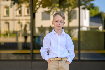Stylish young boy in daylight