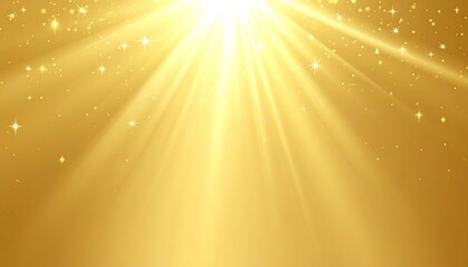 Golden light rays shining downwards with sparkling star effects
