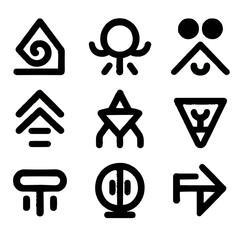 Vector set of peace symbols for web and business design with icons, logo, and arrow elements