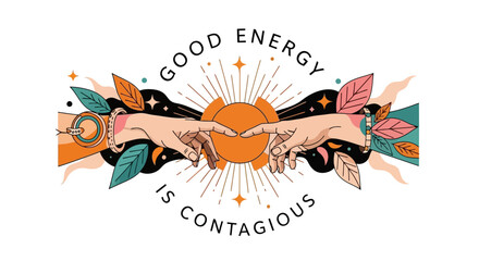 Illustration of two hands reaching towards each other with the text 