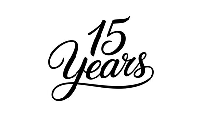 15 Years Celebration Calligraphy Vector Typography Design – Elegant Black Script on White Background