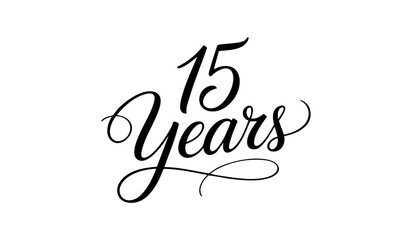 15 Years Celebration Calligraphy Vector Typography Design – Elegant Black Script on White Background
