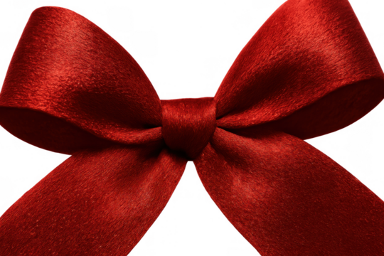 Red velvet bow creating elegant decoration, representing celebration, christmas, and gift wrapping, transparent background
