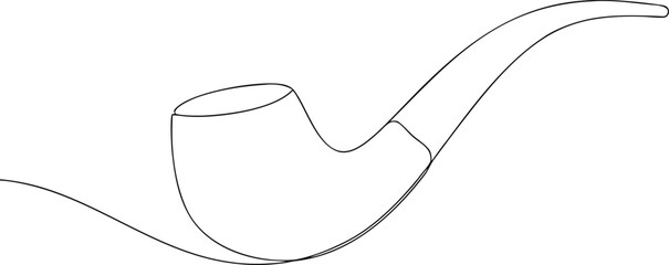 Black outline of a classic tobacco pipe on white smoking pipe