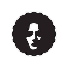 🎭 Abstract Afro Hair Profile in Jagged Circle Logo