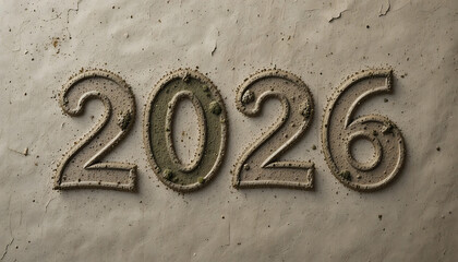 The year 2026 displayed in textured numerals, symbolizing future planning and the passage of time