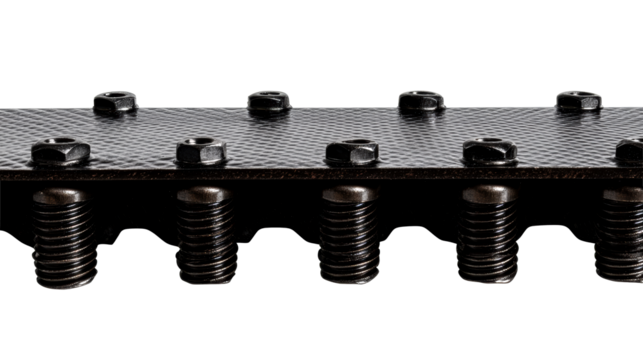 Close up of heavy duty mechanical bolt and nut connection