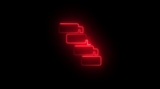 Abstract glowing neon waterfall icon animation on dark background.