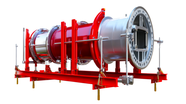 Industrial Machine Component with Red Support Structure