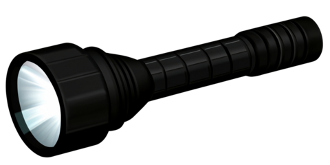 Powerful Black Handheld Flashlight Illuminating Darkness