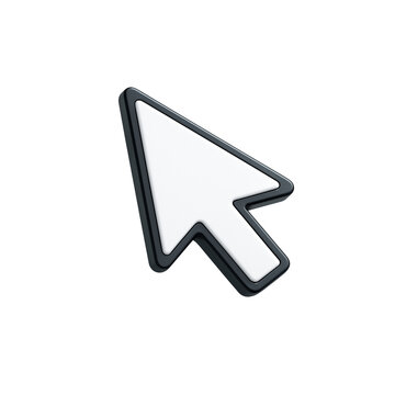 Sleek 3d mouse cursor arrow minimal white pointer png icon 
