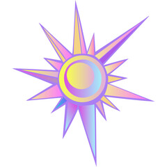 Radiant Abstract Sunburst Symbol With Pastel Gradient Colors And Sharp Edges On A White Background