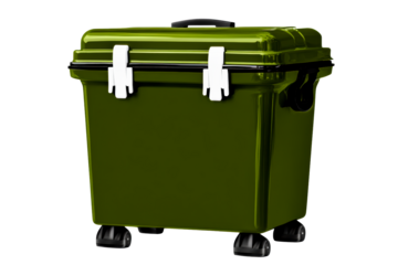 Olive Green Wheeled Storage Container with White Latches