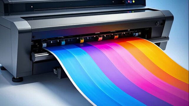 Printer Prints Vibrant Rainbow - Technology, Color, and Precision in Action.