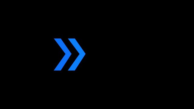 Right-directional arrow loop animation. Animated arrows for the overlay video layer animation. Arrow Loop Animation direction concept colorful arrow icon concept. on black background 4k video
