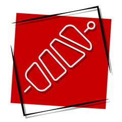 kebab, red banner in a frame. Vector illustration on a white background.