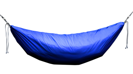 Blue Fabric Hammock with Metal Ring Suspension