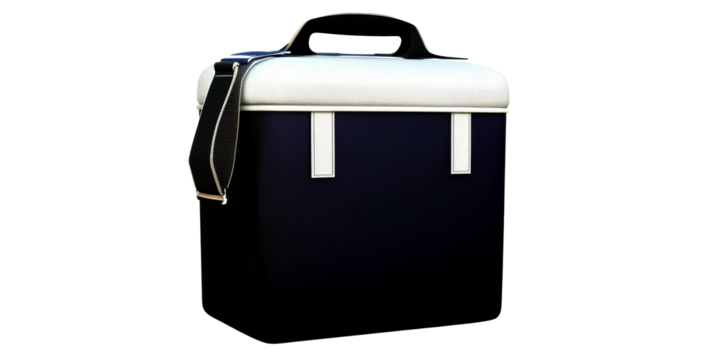 Dark Blue Lunch Box With White Top And Handle