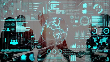 Data center monitoring dashboard visualize network performance, connection status, usage rate, and telecommunication insight. Data center monitoring efficiency improvement network transparency. Thunk