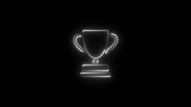 Animation of bright neon cricket cup and football world cup icon background.