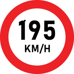 Driving speed limit 10 mph road sign. Speed limit road sign icon set, from 195 to 180 km/h. Traffic regulation symbols. driving speed limit forty 185 sign. printable traffic signs and symbols. Speed