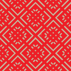 Red Geometric Diamond Pattern with Traditional Textile Motif