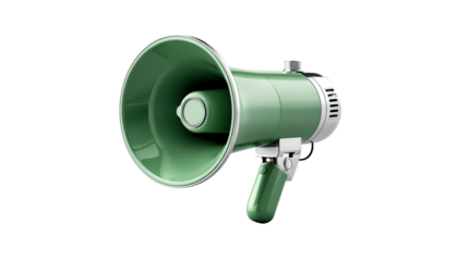 Green vintage megaphone on a white background