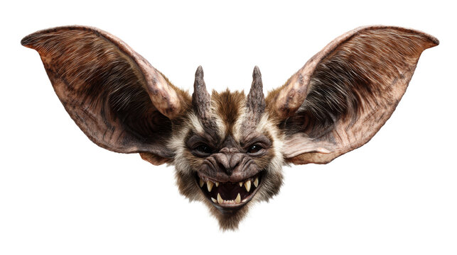 Furry mythical creature with bat wings and sharp teeth