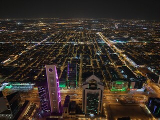 highway at night National Day KSA Saudi Arabia Riyadh drone from up night Road day, city, view, sky, cityscape, panorama, architecture, skyline, urban, landscape, buildings, town, travel, building