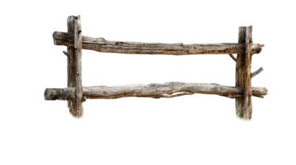 Rustic Wooden Fence Posts with Horizontal Beams