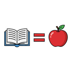 red apple on book illustration