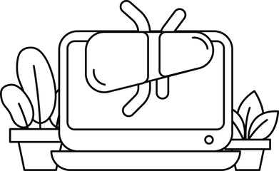 A bug is on a computer monitor