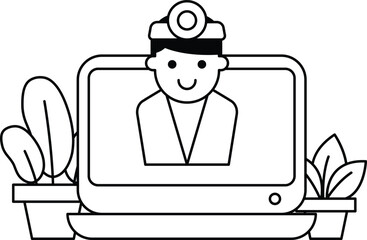 A man is sitting in front of a computer screen with a smile on his face