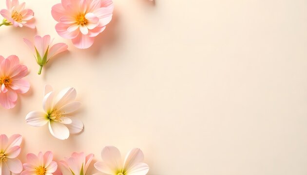 Minimalist Floral Desktop Wallpaper – Pastel Flat Lay Aesthetic