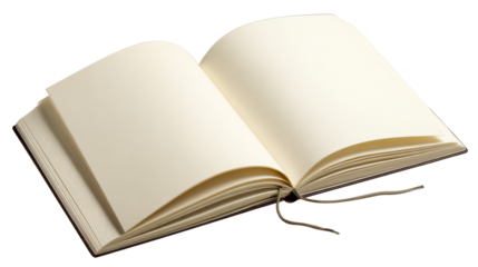 Open blank diary with textured cream pages and brown cover