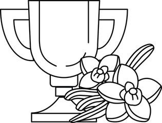 A cup with a flower on top of it