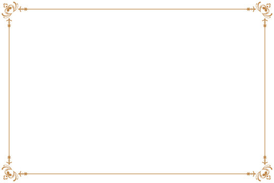 Elegant Decorative Border Frame Gold Swirl Corner Design. 1334