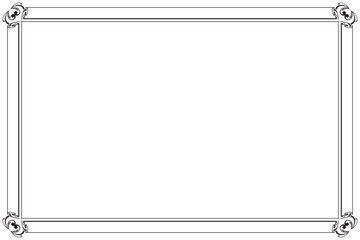 Elegant Decorative Border Frame Black Swirl Corner Design. 1341