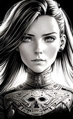 portrait of a cyborg woman