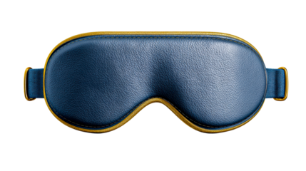 Luxury blue leather eye mask with golden trim